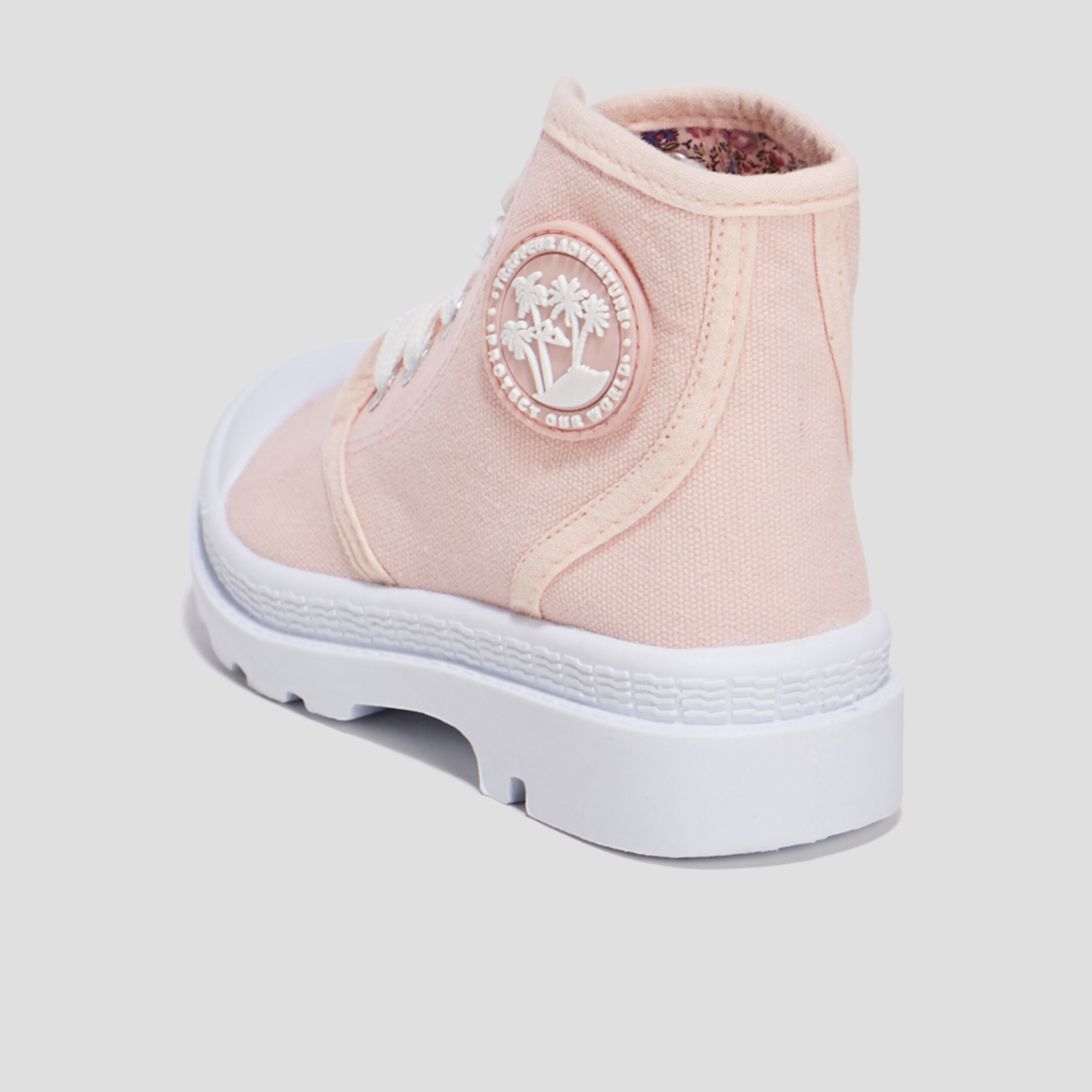 Baskets montantes à lacets en toile rose fille | La Halle