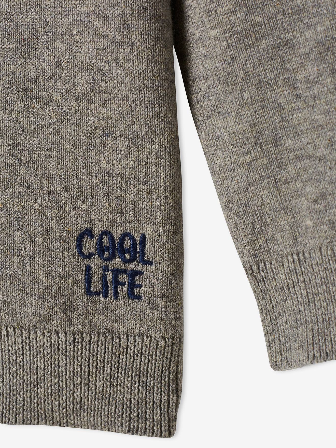 Vertbaudet Jungen Strickjacke, College-Style BASIC - grau meliert