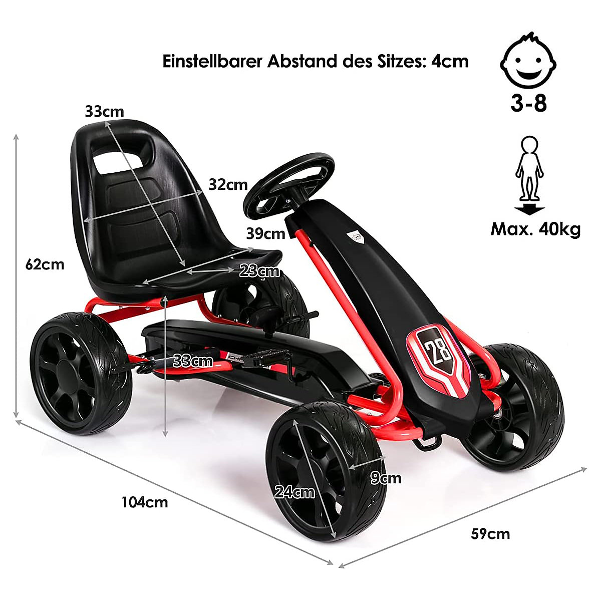 Gokart Mit Handbremse & EVA-Rädern