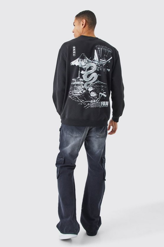 Oversize Sweatshirt mit Drachen-Print
