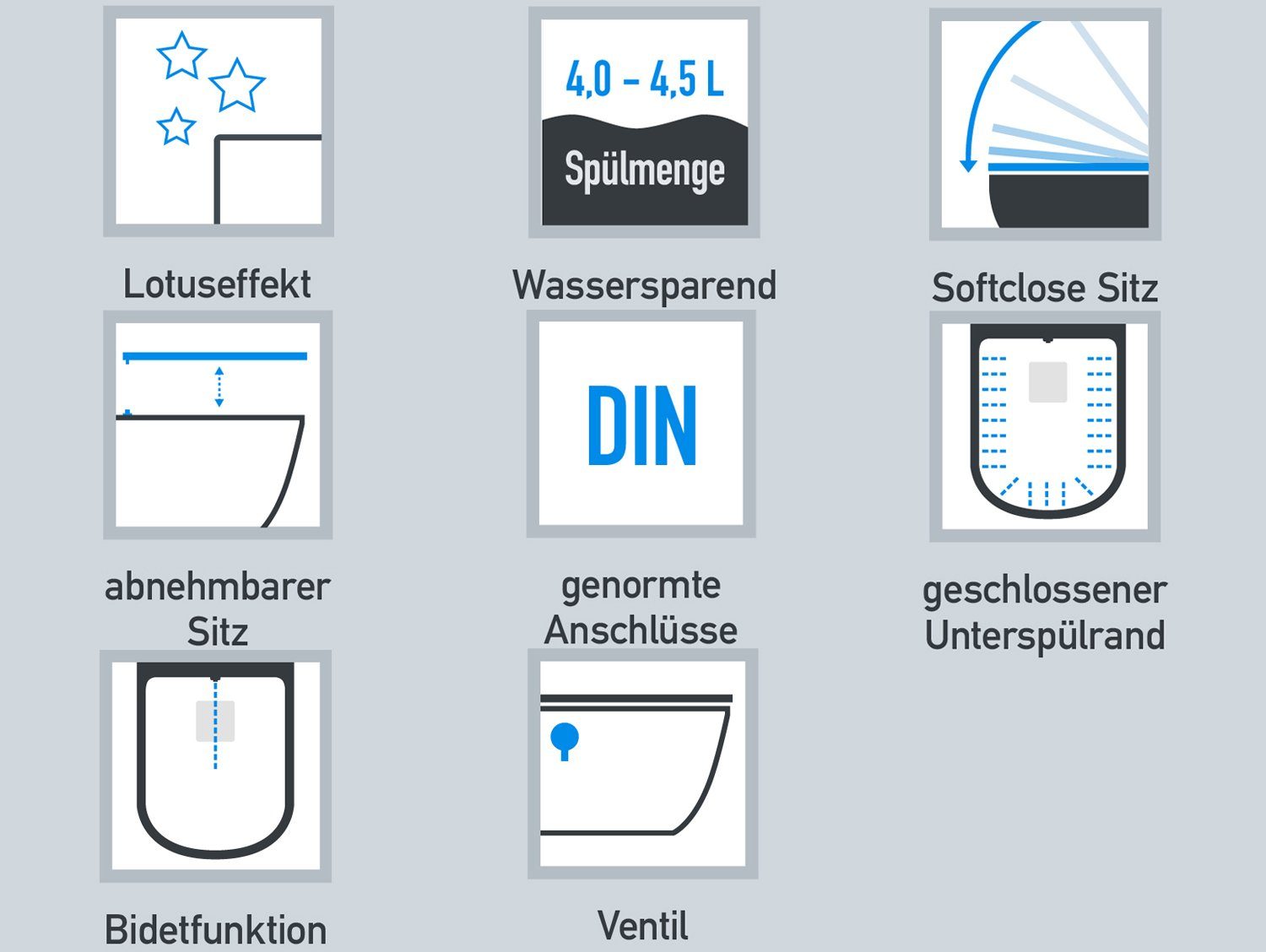 SSWW Dusch-WC SSWW Taharet WC mit Armatur und abnehmbarer Softcl, Wandmontage, WC mit Rand, m. Absenkautomatik