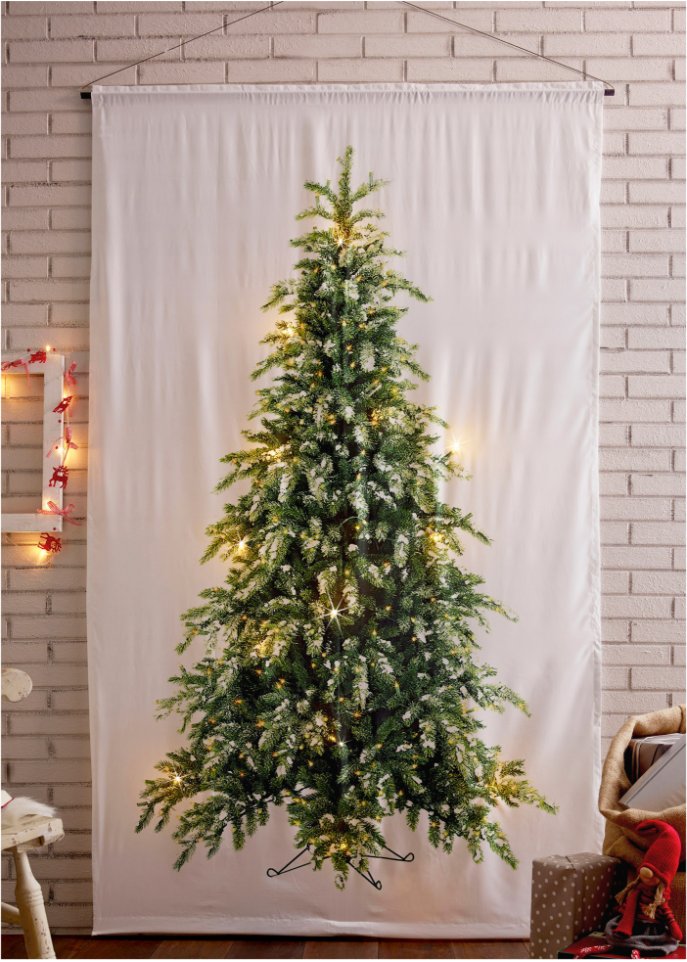 LED-Vorhang mit Tannenbaum Druck (1er Pack)