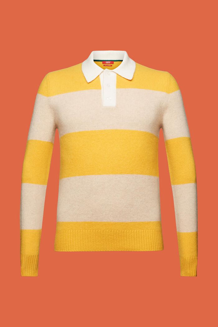 Kaschmirpullover mit Polokragen und Rugby-Streifen