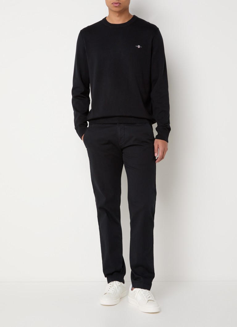Sweter Gant z cienkiej dzianiny z haftowanym logo