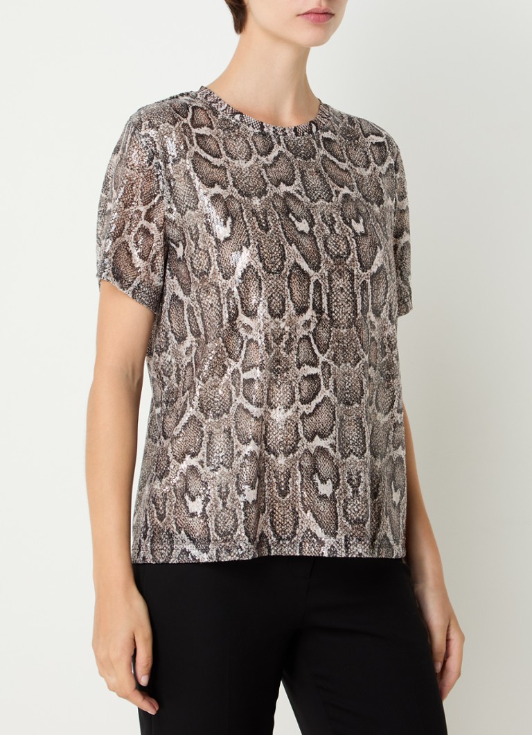 Top semitrasparente con paillettes e stampa leopardata Beaumont Pepper