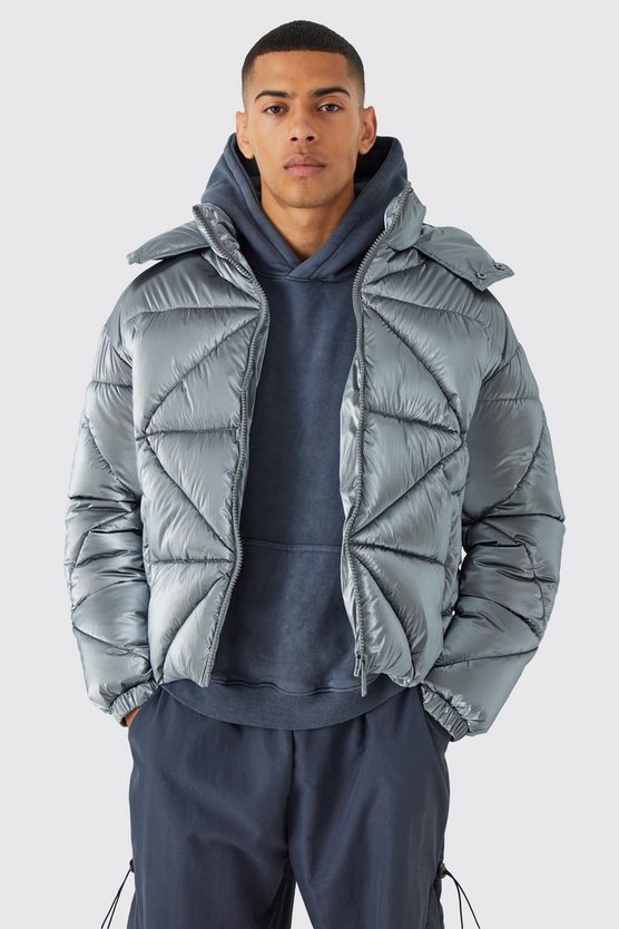 Kastige Metallic Steppjacke