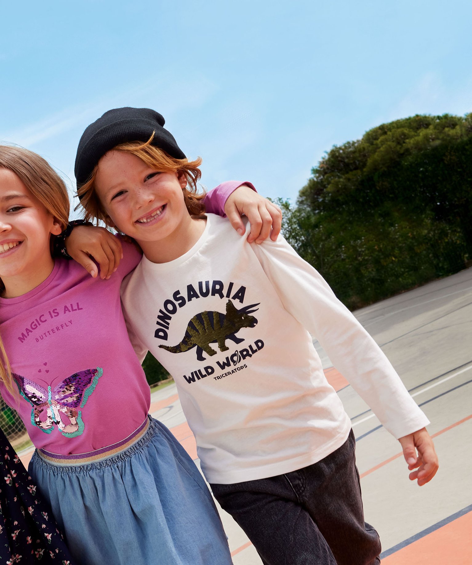 Tee-shirt à manches longues avec motif ecru | GEMO