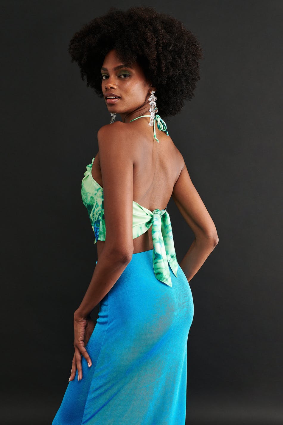 Cowlneck tie back top