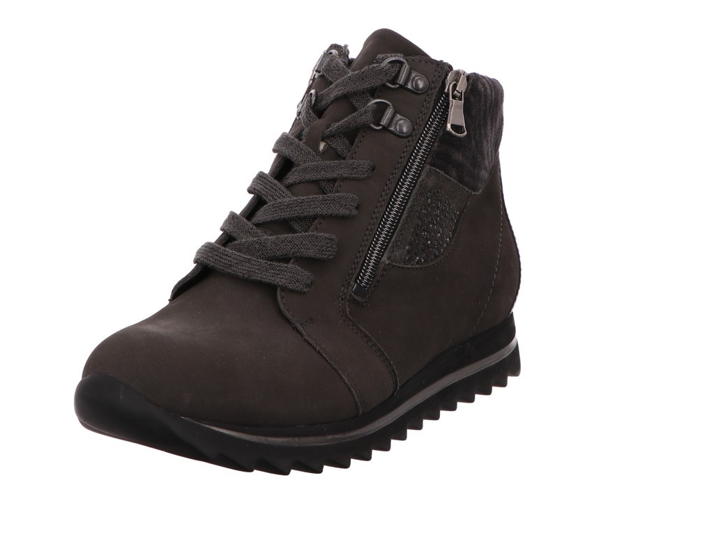 WALDLÄUFER Schnür-Stiefeletten grau DENVER VELOUR OKAPI TAIP.