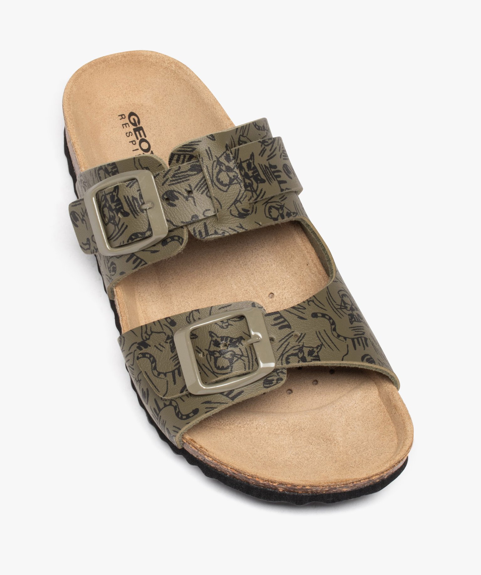 Mules Garçon à motifs avec brides à boucle ajustables - Geox kaki | GEMO