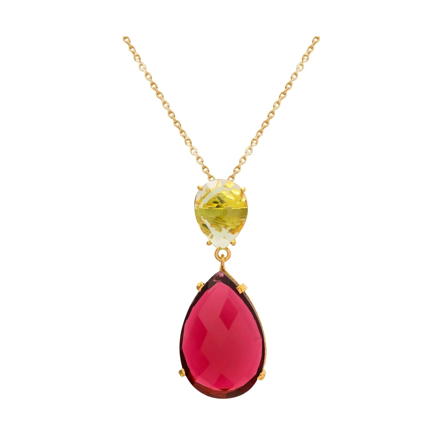 Kette mit Anhänger 'Turmalin Quarz und Citrin Tropfen'