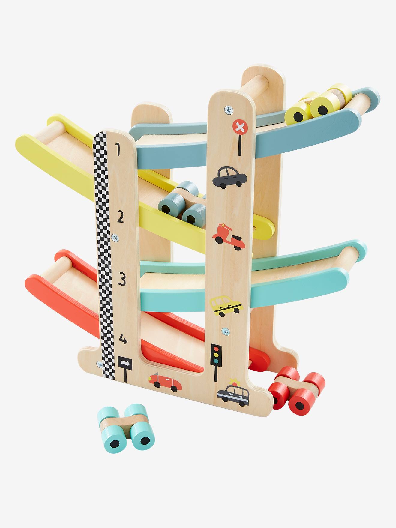 Toboggan à voitures en bois FSC® multicolore