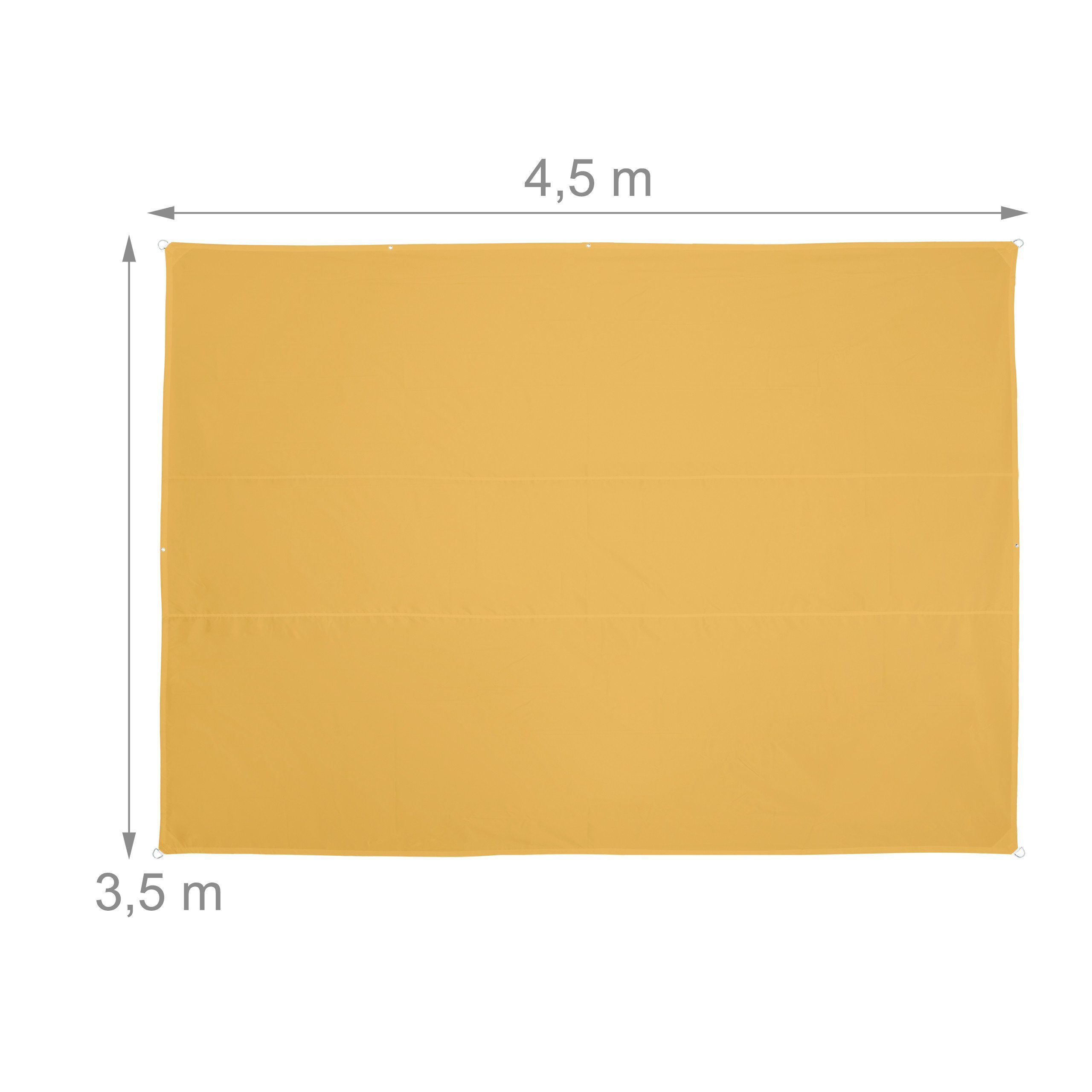 relaxdays Sonnensegel Gelbes Sonnensegel rechteckig, 3,5 x 4,5 m