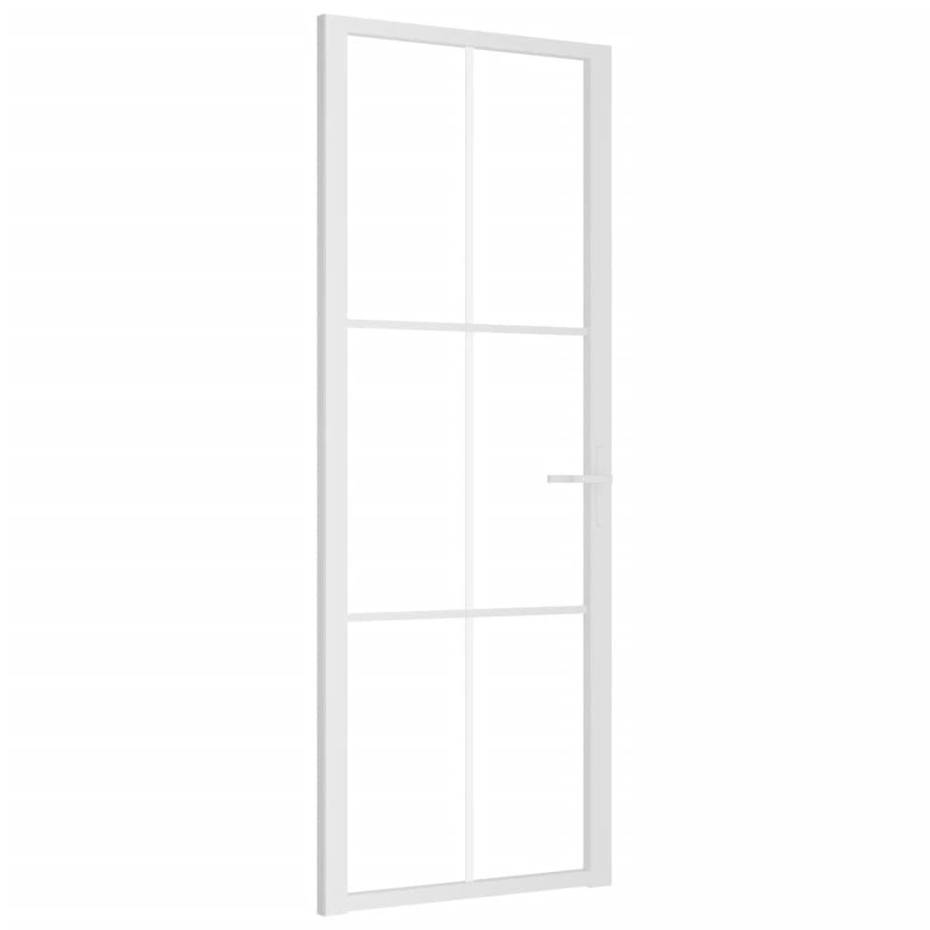 vidaXL Haustür Innentür 76x201,5 cm Weiß ESG-Glas und Aluminium (1-St)