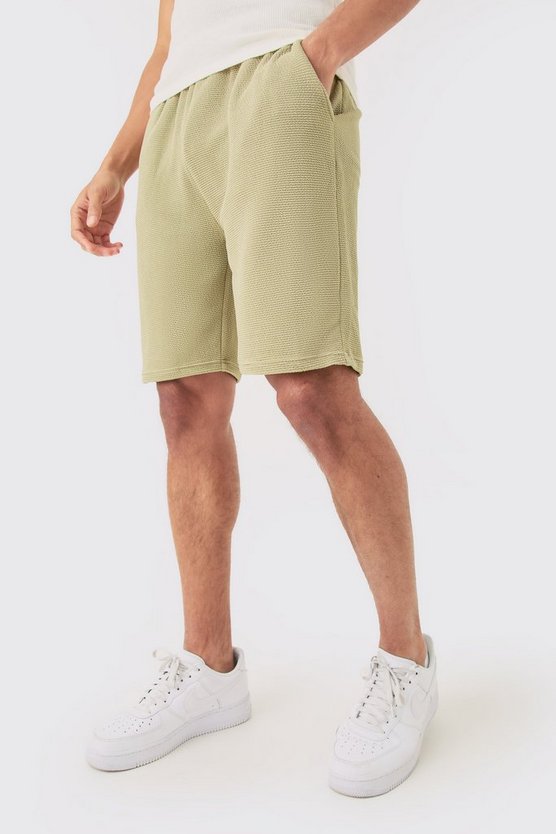 Lockere mittellange strukturierte Shorts