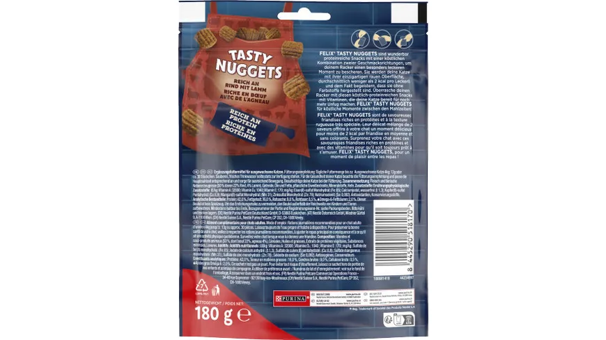 felix Tasty Nuggets Rind mit Lamm Katzensnacks 180 g