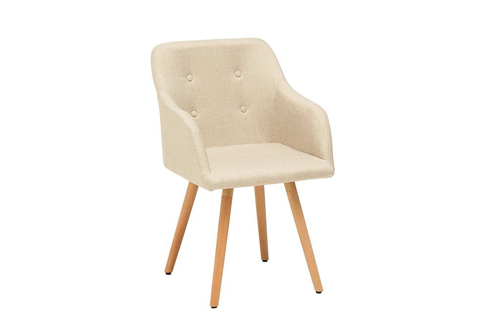 riess-ambiente Polsterstuhl SCANDINAVIA MEISTERSTÜCK beige / natur (Einzelartikel, 1 St), Esszimmer · Webstoff · Massivholz · mit Armlehne · Retro Design