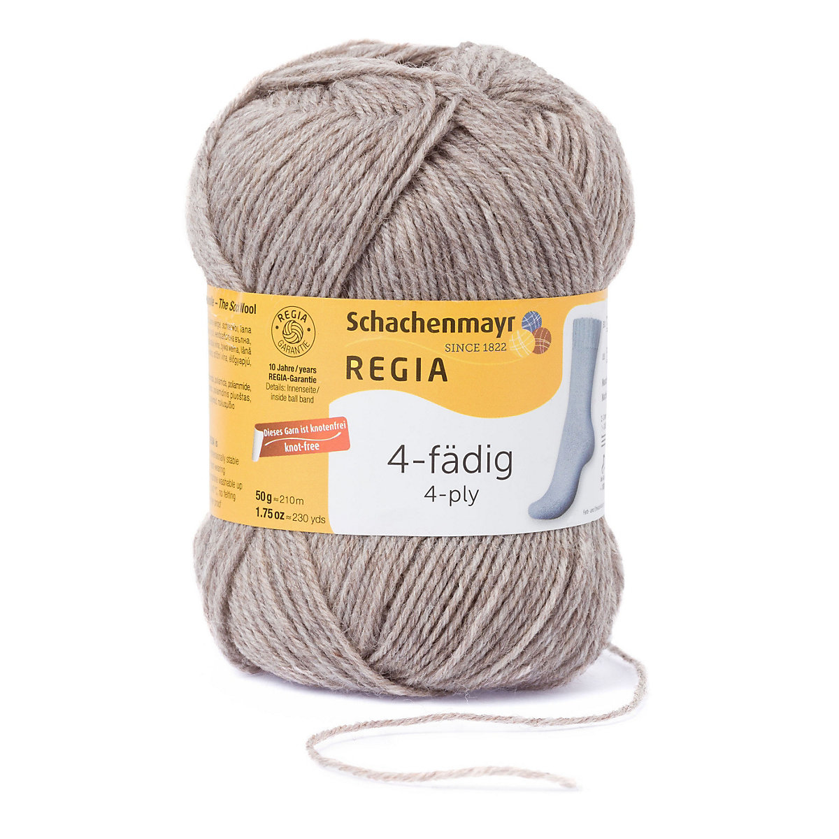 Handstrickgarne 4-fädig Uni, 50g Wood Streaked