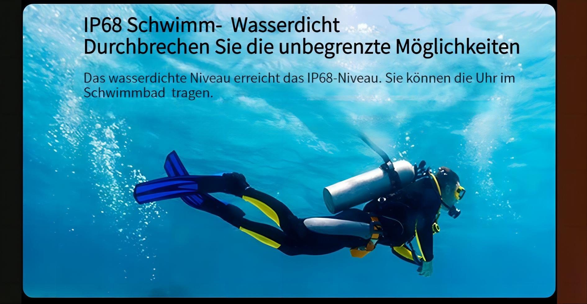 Makibes MK66 Smartwatch (1.85 Zoll), Trinkwasser Erinnerung, Blutdrucküberwachung, Damen Herren Smartwatch