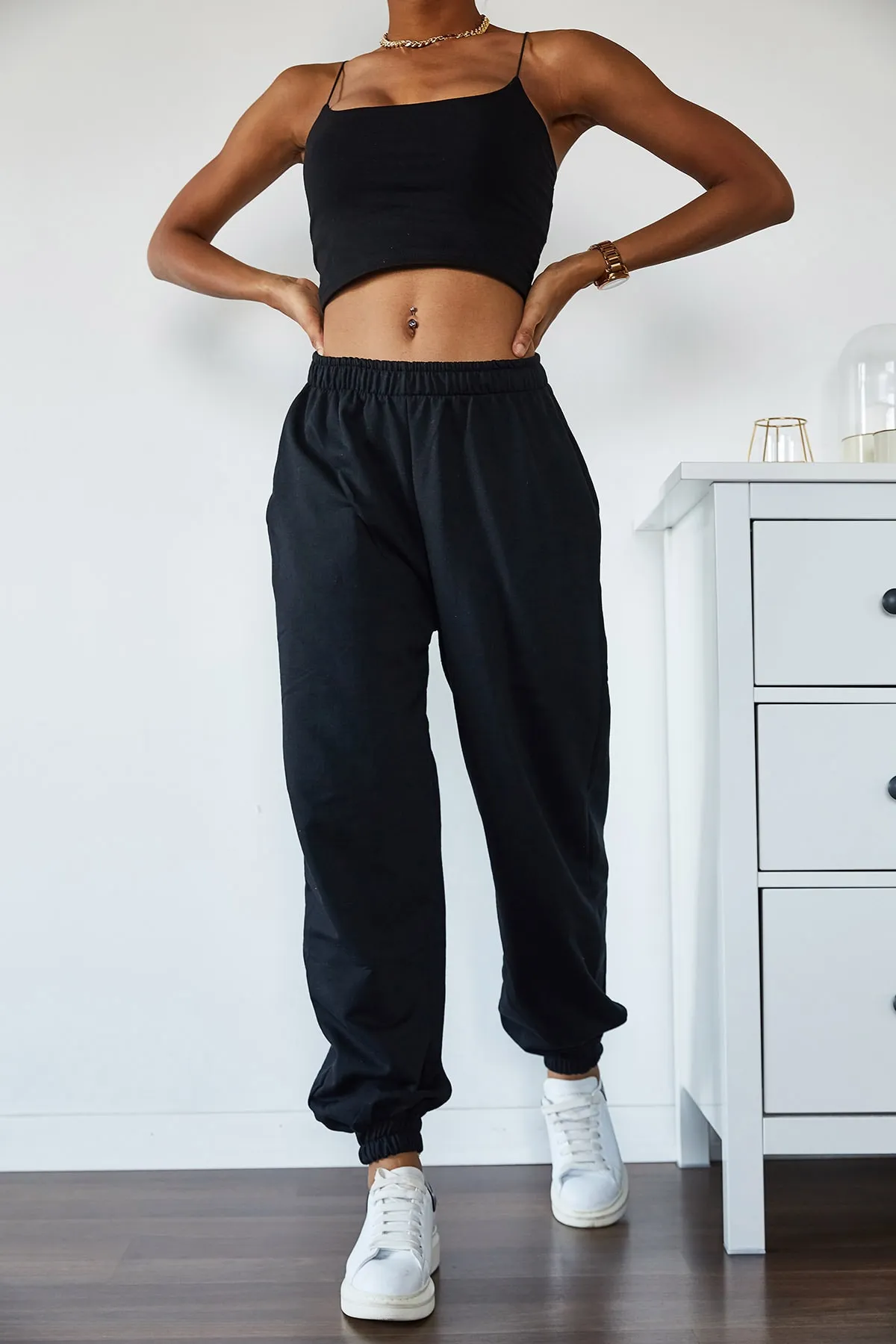 XHAN  Damen-Jogginghose mit hoher Taille und Schnürung, übergroß und locker geschnitten, 1KZK8-10879-02