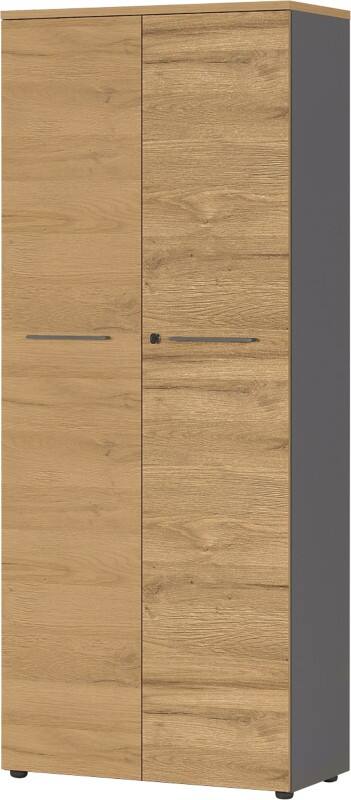 GERMANIA Melamin Schrank Abschließbar 800 x 400 x 1.970 mm Braun, Graphit