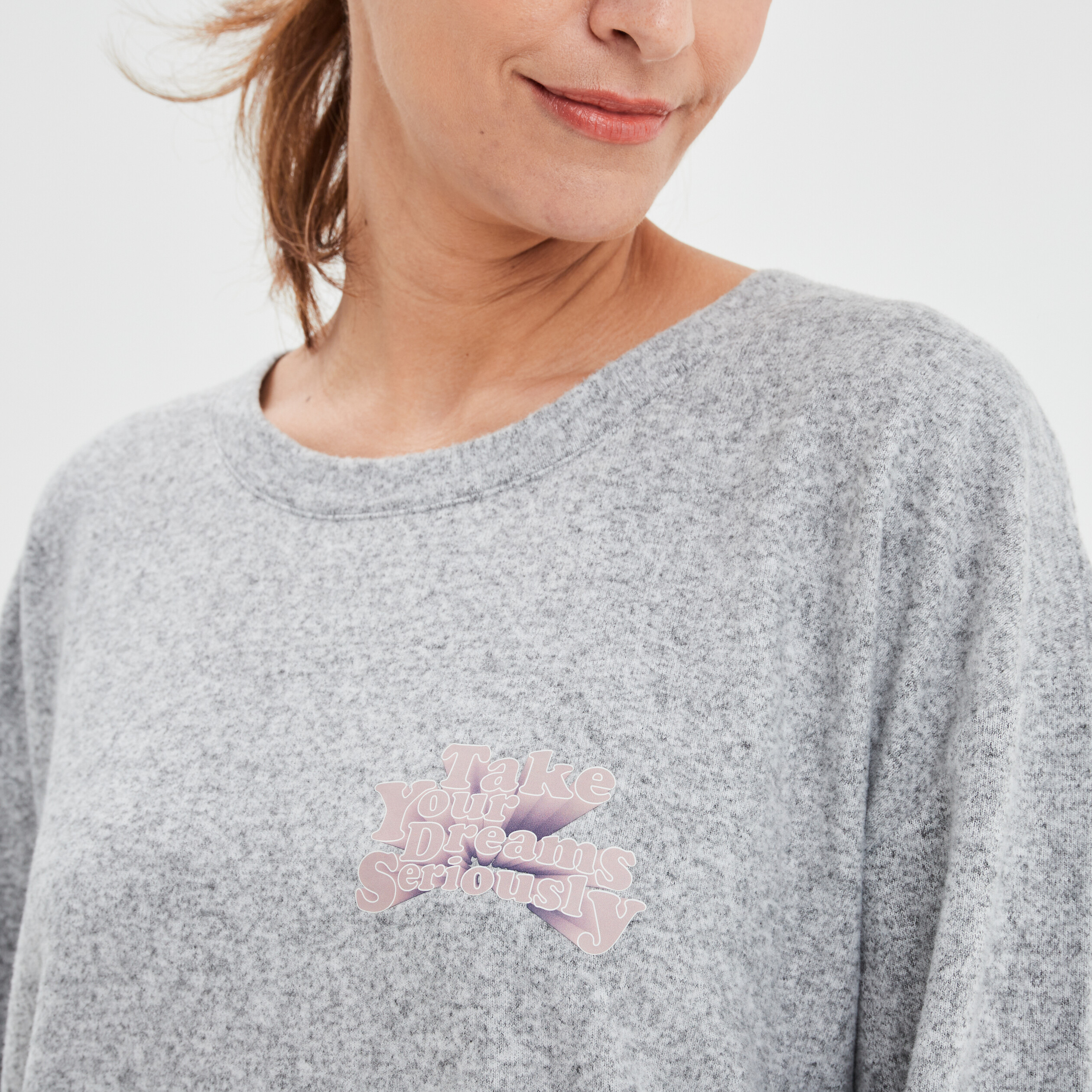 Ensemble pyjama bas resserré 2 pièces gris clair femme | La Halle