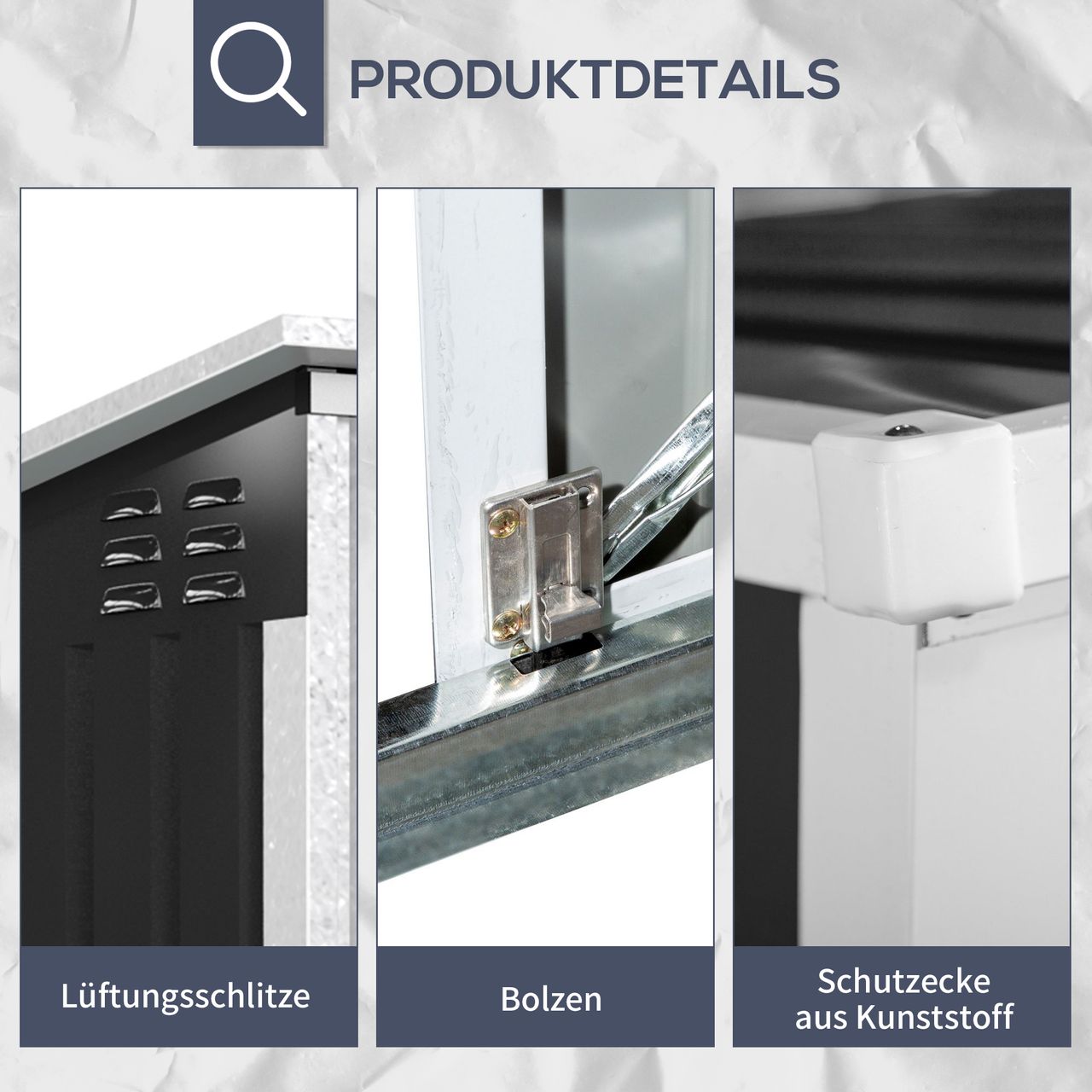 Outsunny Mülltonnenbox Gerätebox Müllbox Storer für 2 Mülltonnen abschließbar Stahl Schwarz 178,5 x 104,5 x 128,5/113 cm