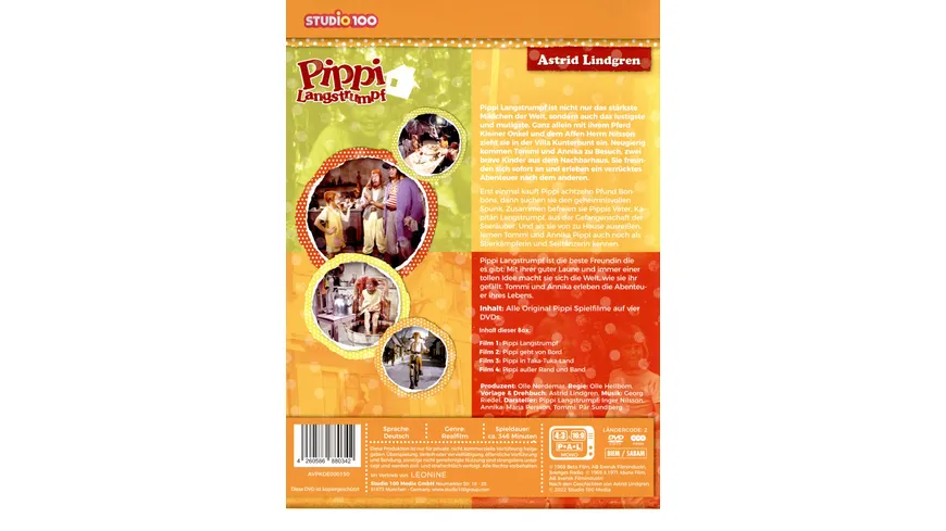 Pippi Langstrumpf - Spielfilm-Komplettbox  (Softbox)  [4 DVDs]