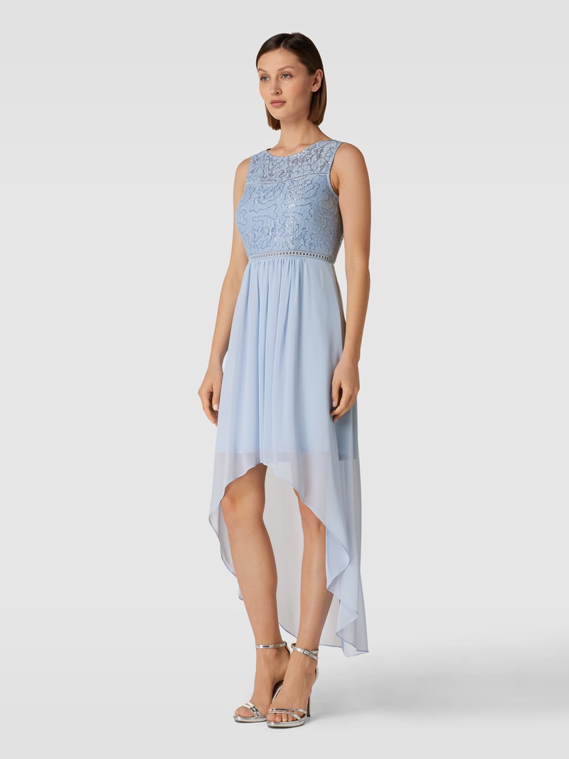 Cocktailkleid mit Paillettenbesatz in himmelblau