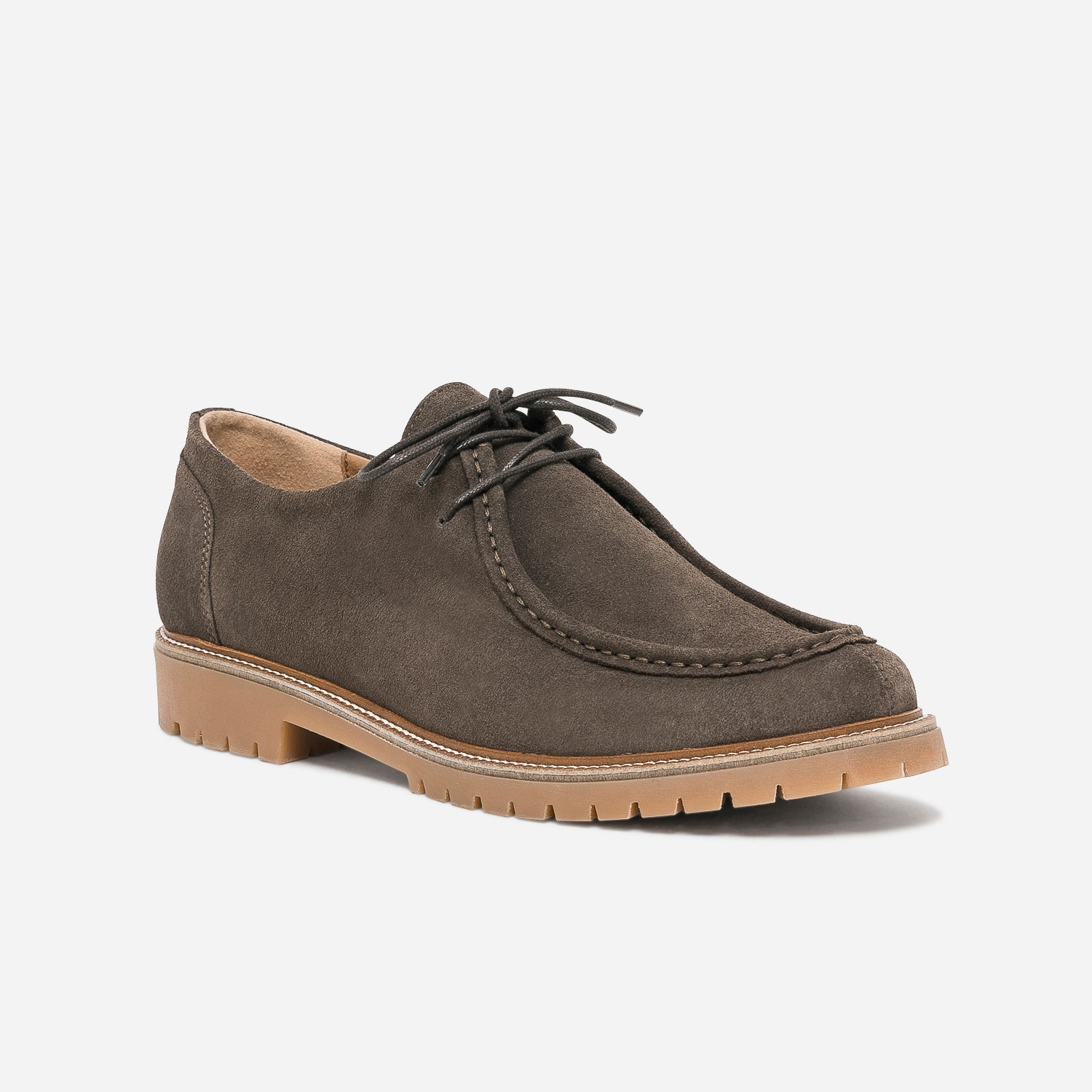 Derby marron foncé éco-conçu en cuir velours