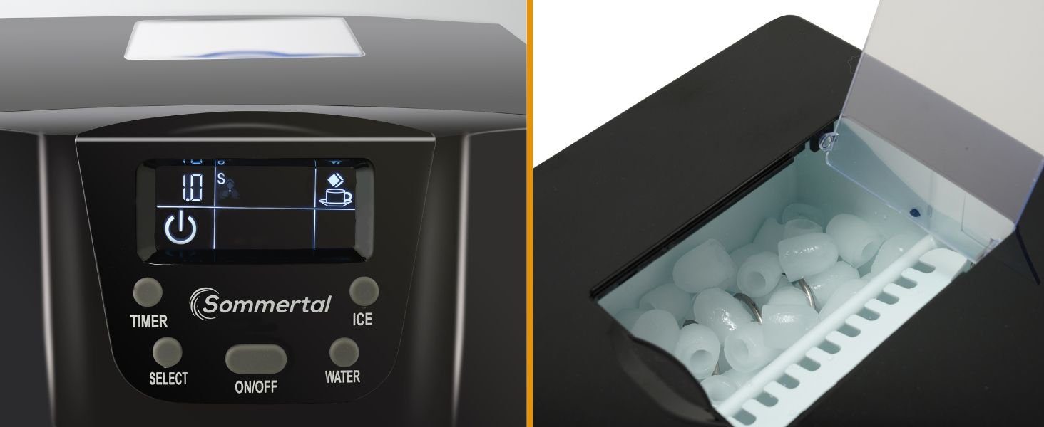 Sommertal Eiswürfelmaschine Sommertal Eiswürfelmaschine EM12E, Ice Maker, schnelle Eisherstellung ab 6 Minuten, 12kg pro Tag