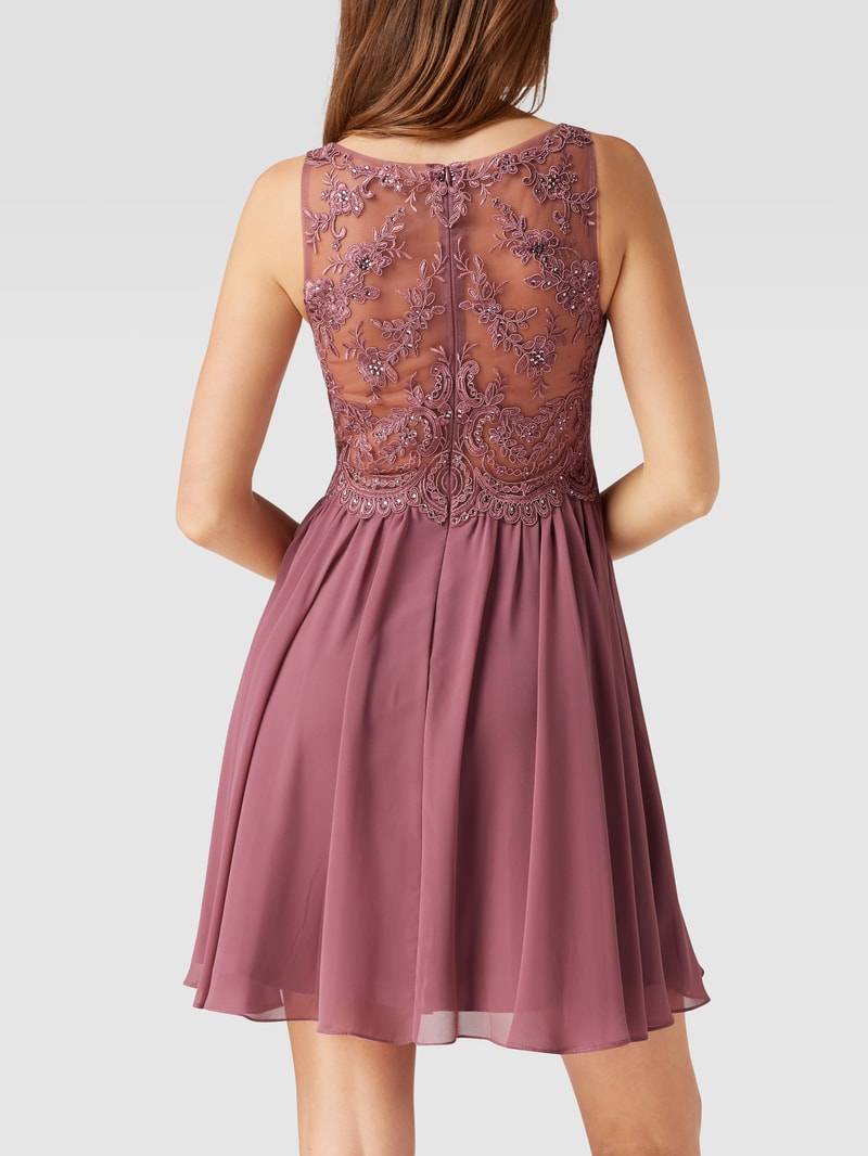 Cocktailkleid aus Tüll mit Strasssteinen in altrosa