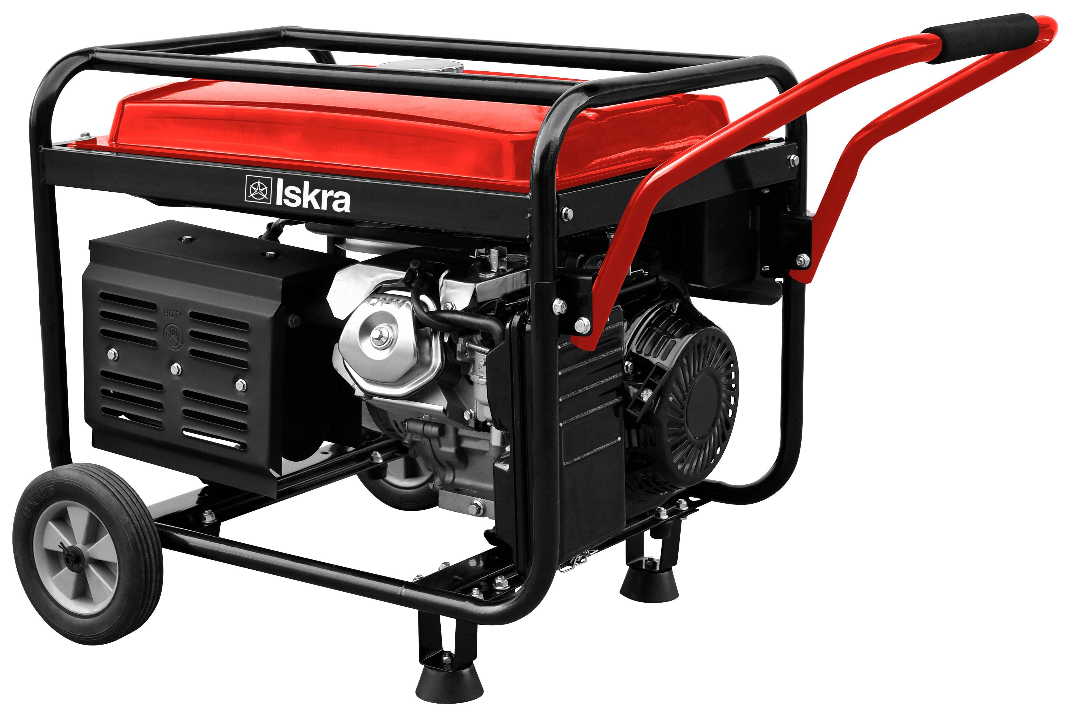 Iskra Stromgenerator BLD5500 4-Takt Benzin-Motor 4800Watt 12h Betriebszeit 220V-400V, 7,50 in kW, Maximale Motorleistung: 7.5 kW