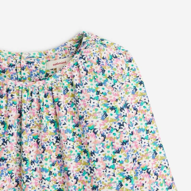Robe violettete fleurie fille en coton Catimini