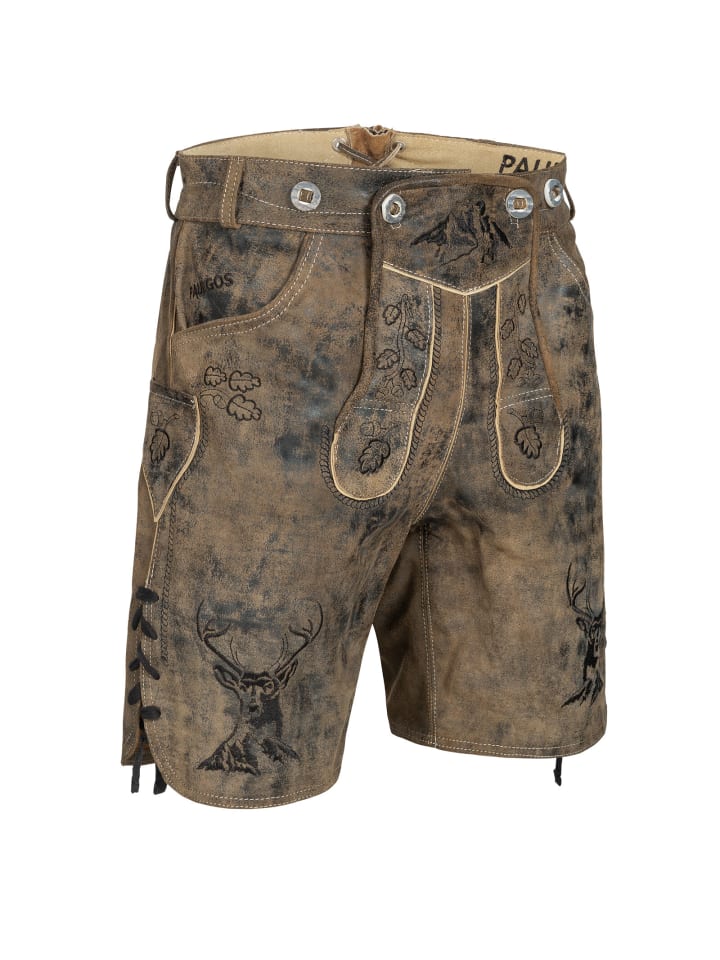 PAULGOS Lederhose Kurz Echtleder HK4 ANTIK in Whiskybraun günstig kaufen