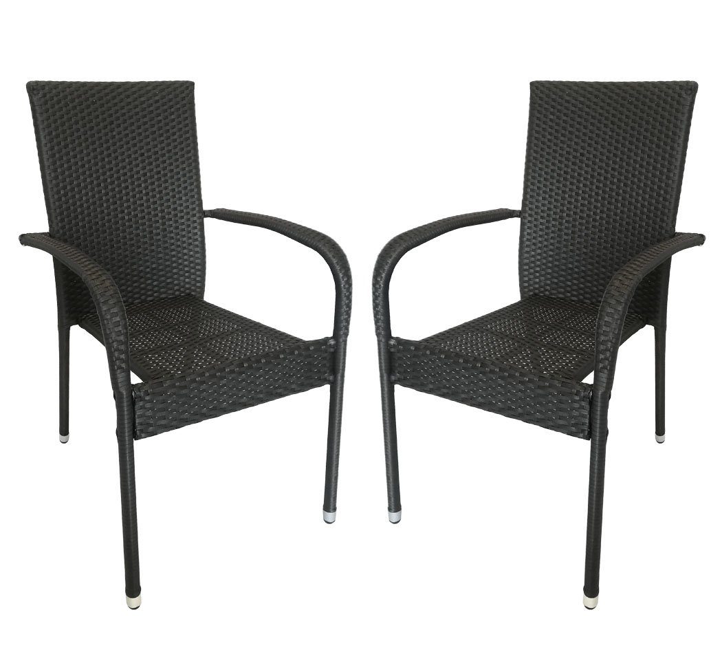 KMH Gartenstuhl 2er Set Stapelstuhl *Tajs* schwarz (106031)