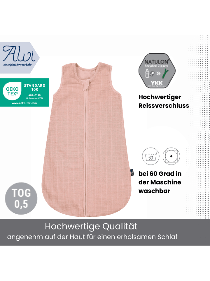 Kinderhaus Blaubär Alvi Mull-Schlafsack TOP in Uni Pink günstig kaufen