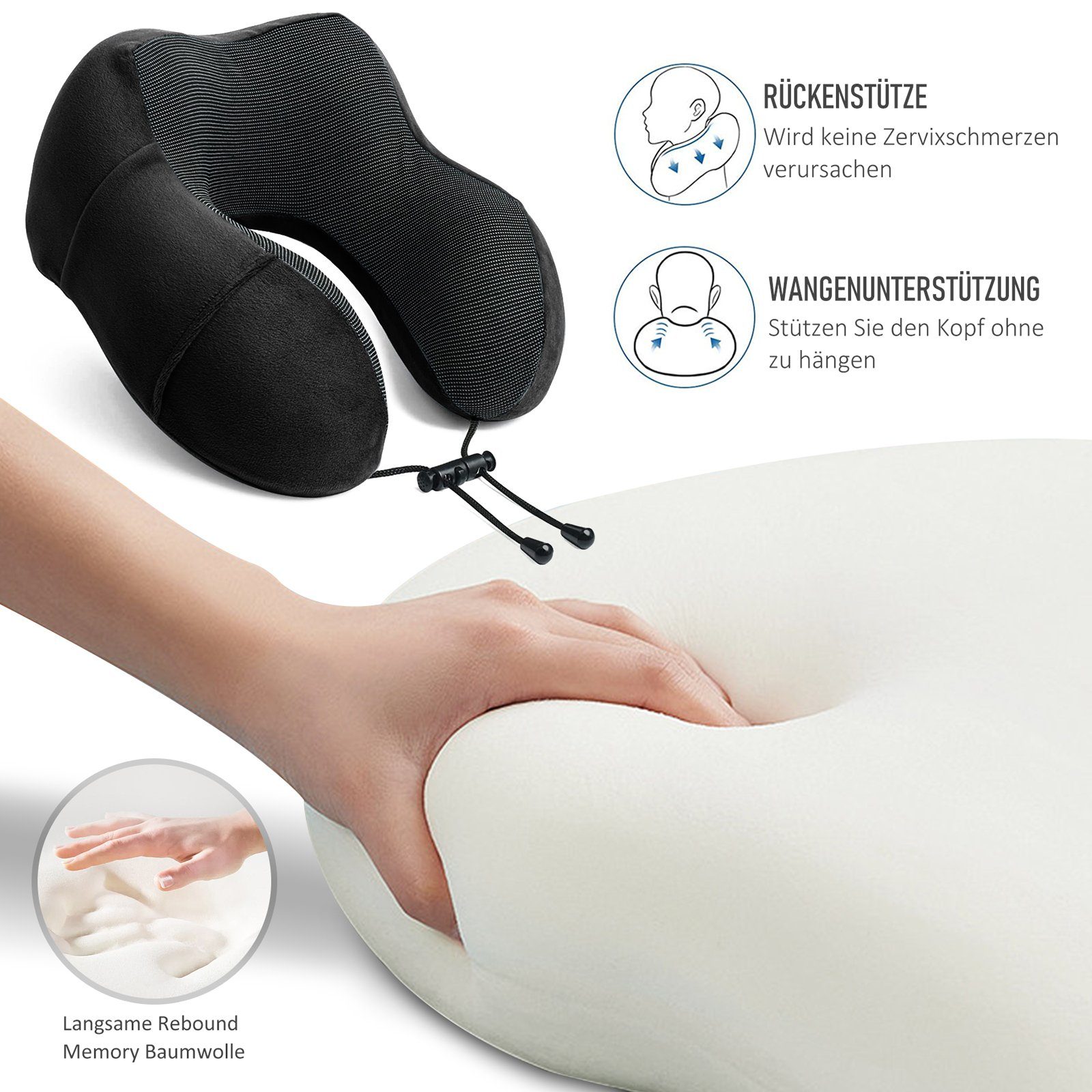 CALIYO Nackenkissen Nackenkissen, Nackenhörnchen Memory Foam, Ergonomisch Gestaltetes Reisekissen, Nackenkissen Reise