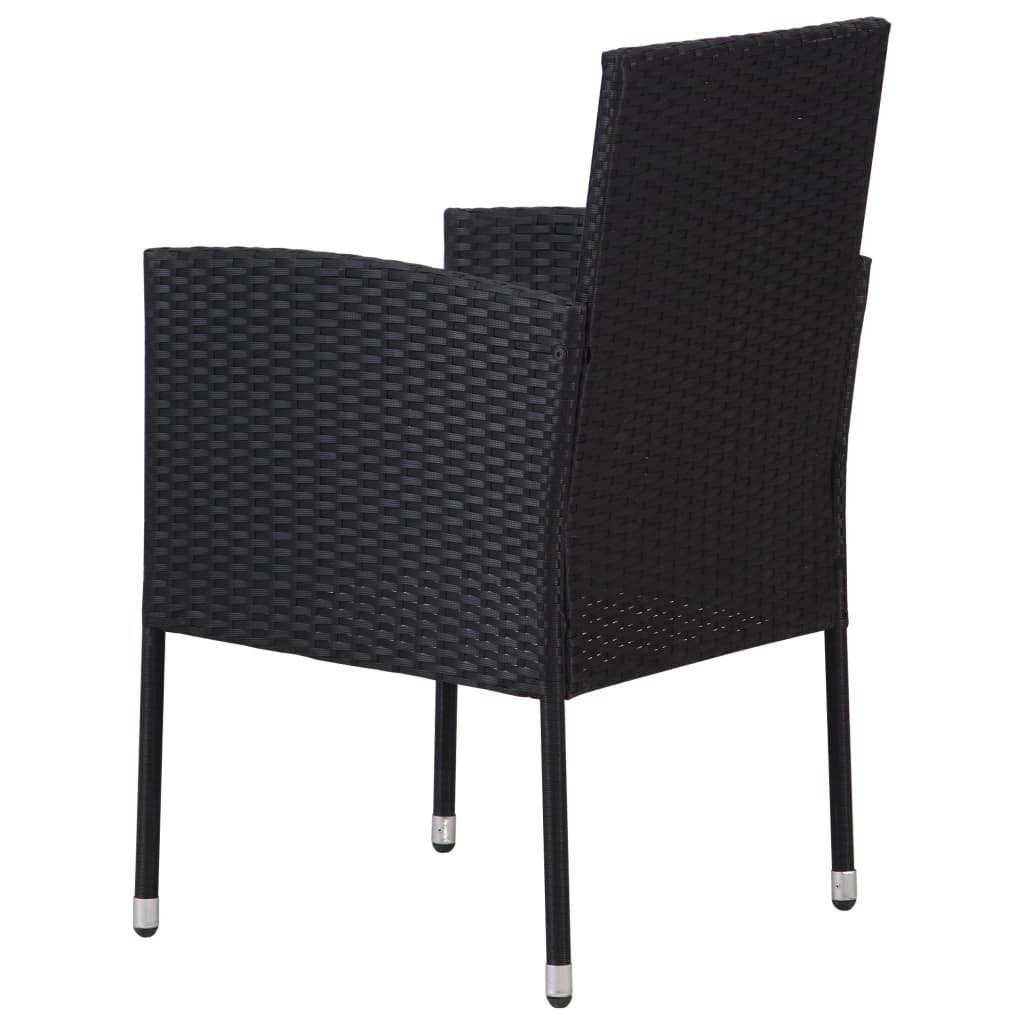 vidaXL Gartenstuhl Gartenstühle 2 Stk. Poly-Rattan Schwarz (2 St)
