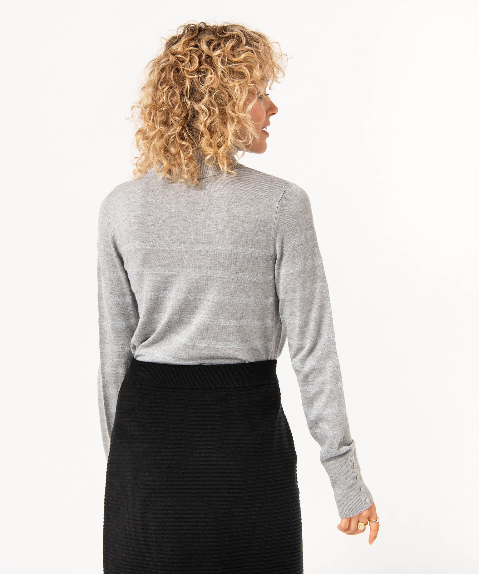 Pull à col roulé en maille fine avec rayures pailletées f... raye | GEMO