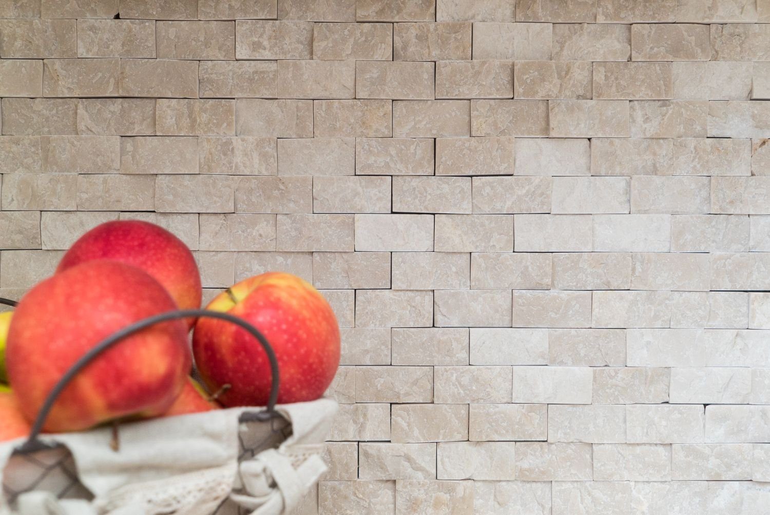 Mosani Mosaikfliesen Splitface Marmor Mosaik Steinwand Naturstein elfenbein Brick