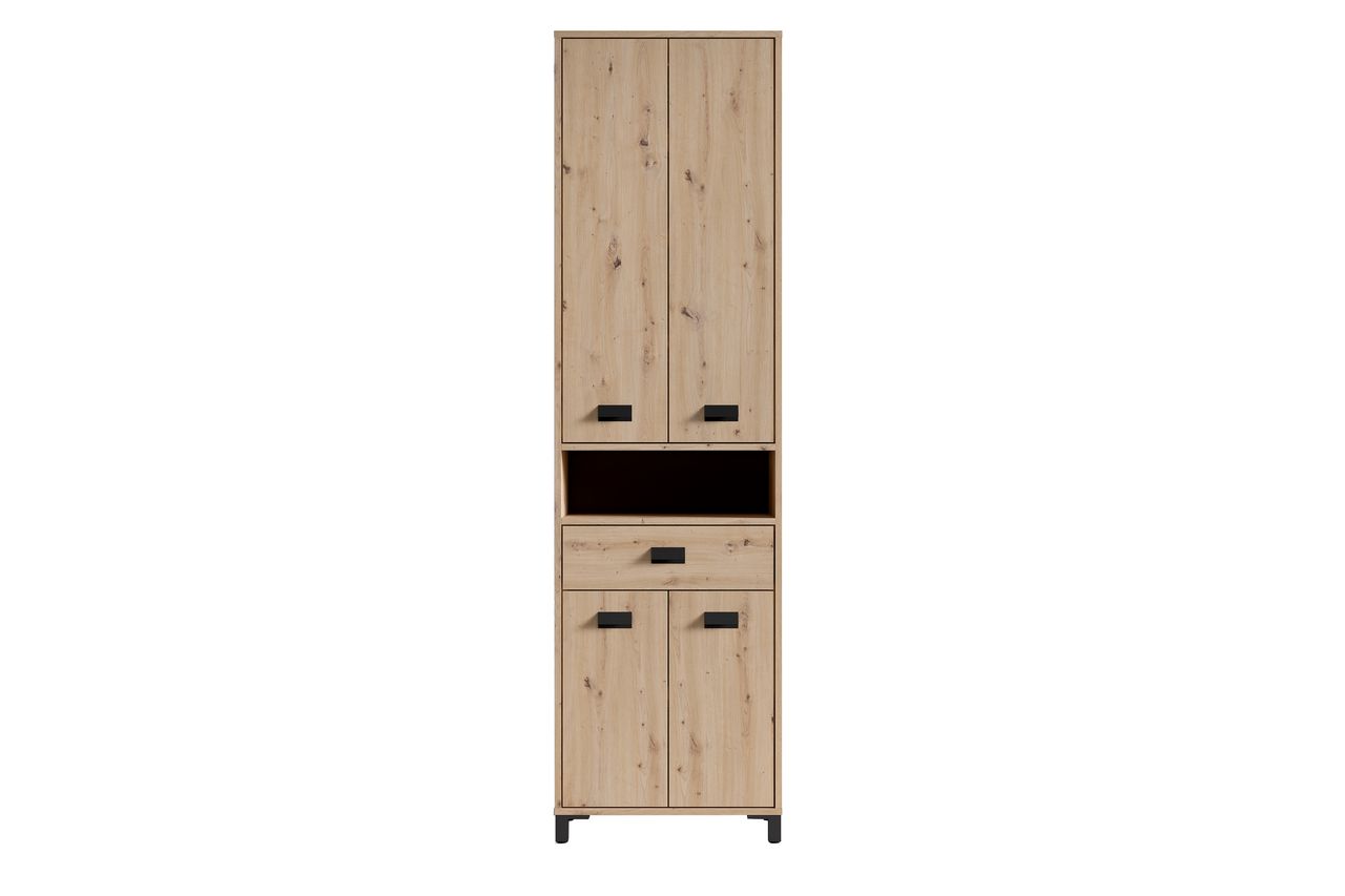 byLiving WELLNESS Hochschrank, Breite 54 cm, Eiche-Optik, Alu/Kunststoff schwarz