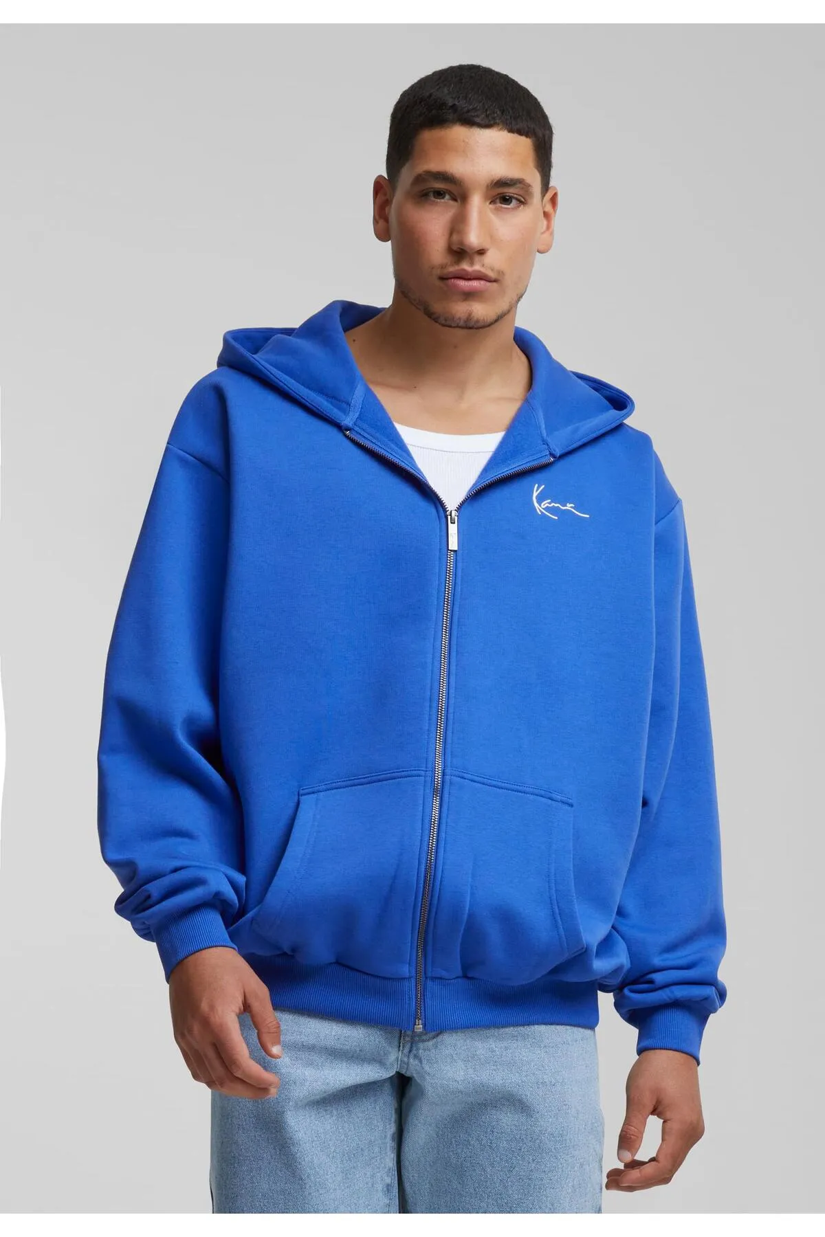 KARL KANI  Unisex KM-ZH011-091-02 KK Chest Signature Essential Zip Hoodie blau