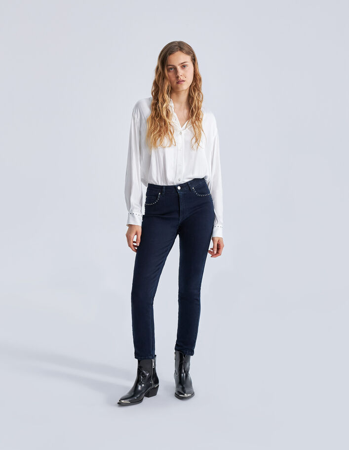 Jean slim bleu clouté 7/8e Powerstretch Waterless Femme