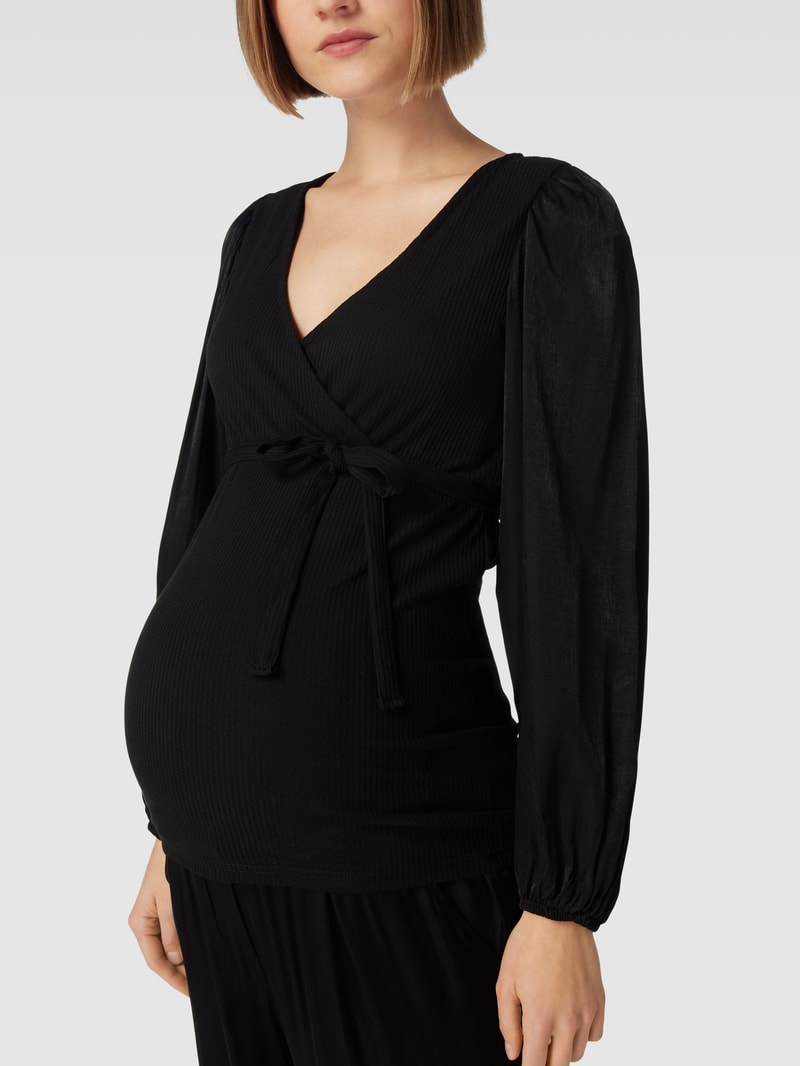 Longsleeve in Wickel-Optik in schwarz