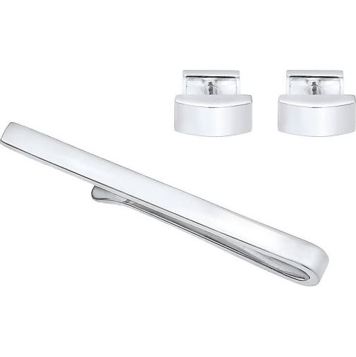 KUZZOI Schmuckset Krawattennadel Manschettenknöpfe Basic 925 Silber