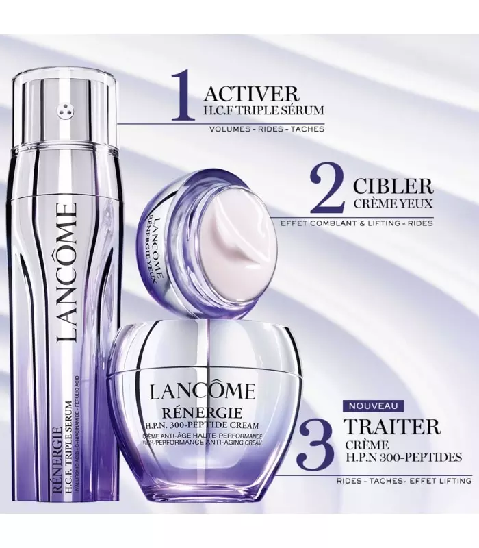 LANCOME RENERGIE TRIPLE SERUM Sérum Anti-Âge à l'Acide Hyaluronique, la Vitamine C + Niacinamide et l'Acide Férulique