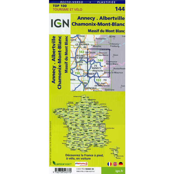 Annecy Chamonix-Mont-Blanc Albertville 1:100 000 - Karte