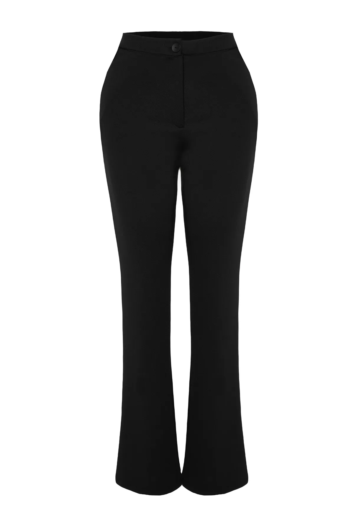 Trendyol Curve  Schwarze Hose aus gestricktem Crêpe mit hoher Taille, große Größe TBBAW24AR00022