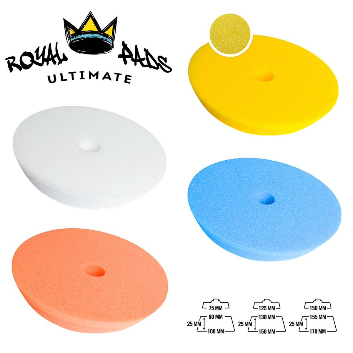 Royal Pads - ULTIMATE Line Polierpad 4 Härtestufen in 3 Größen wählbar